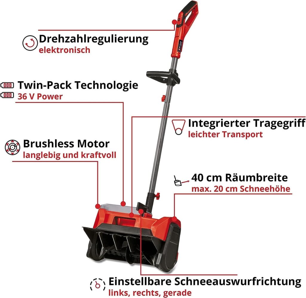 Einhell Akku-Schneefräse GE-ST 36/40 Li E-Solo Power X-Change